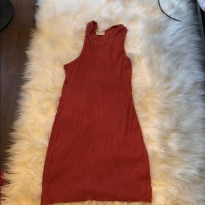 Burnt orange midi body con dress